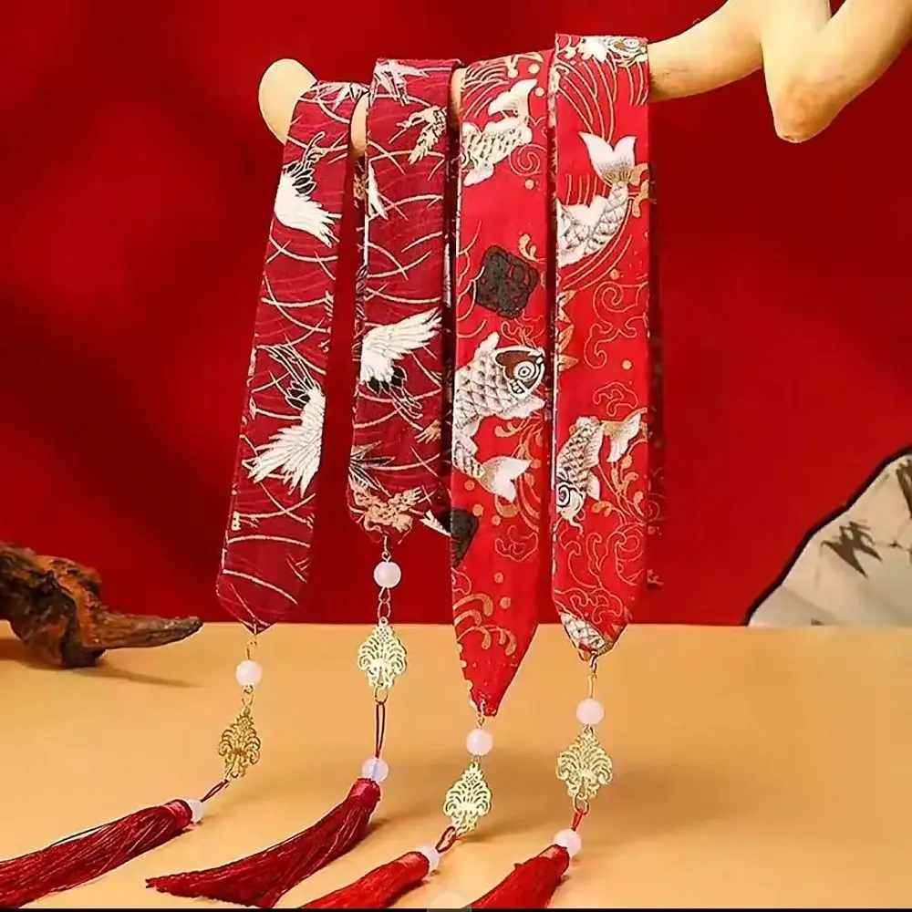Retro Tassels Long Hair Straps Chinese Style Hair Ribbons Bow Hair Ornament Headdress Chinese Hanfu Head Bands Hair Accessories