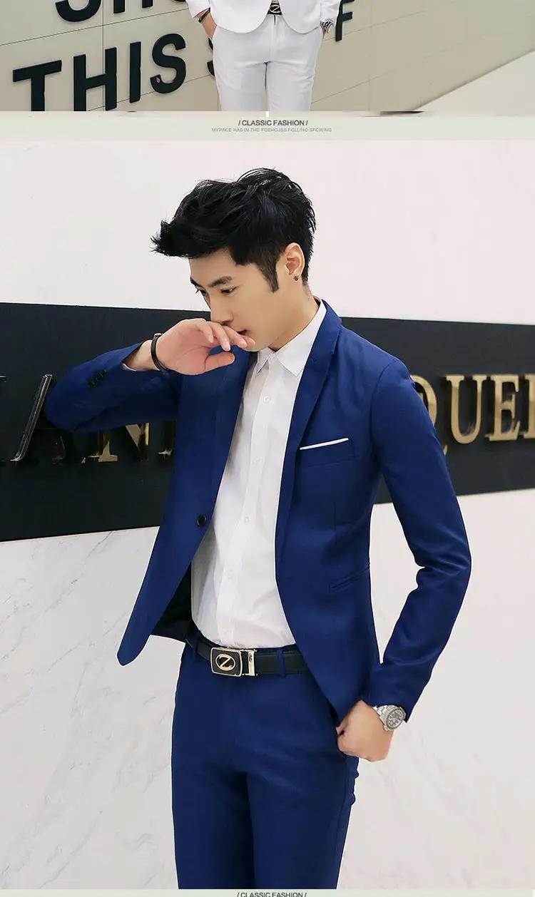 Summer Men's Casual Suit Fashion Business Office Trendy Non-ironing Anti-wrinkle Suit Jacket Solid Color Slim Fit Men's Suit