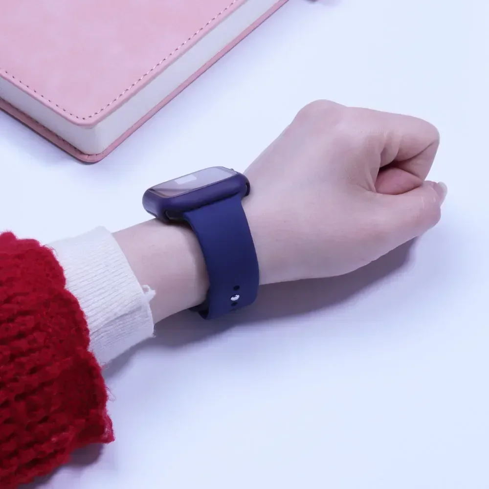 Sport band+Glass+Case For Apple Watch bands 44mm 40mm 45mm 41mm 38mm 42mm Silicone bracelet iWatch series 8 9 7 6 5 4 3 SE strap