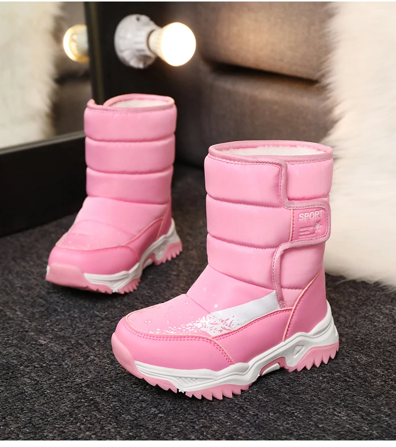 Winter Outdoor Children Boots Princess Elegant Girls Shoes Water Proof Girl Boy Snow Boots Kids Warm High Quality Plush Boots