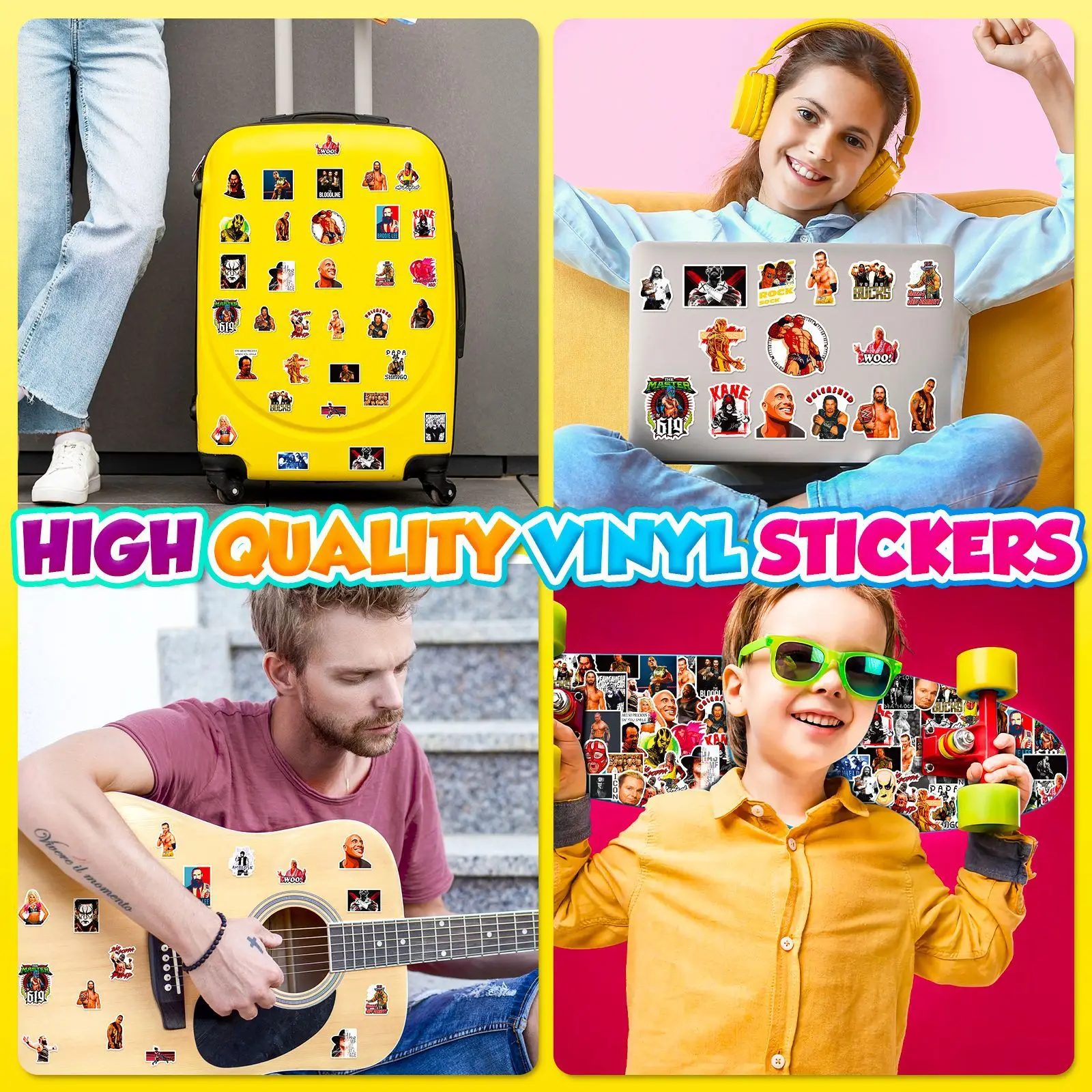 100pcs WWE Wrestling American Professional Athlete Character Stickers
