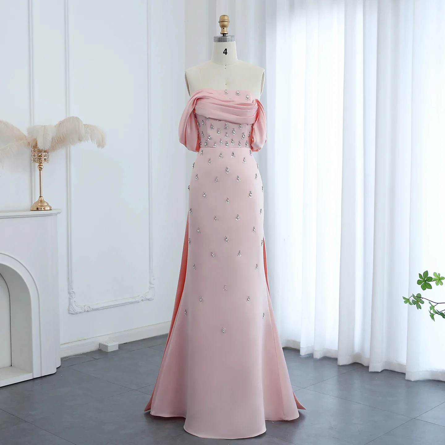 Customized Off Shoulder Evening Dresses for Women Wedding Saudi Arabia Dubai Long Formal Prom Gowns Party Baby Pink Bule Dress
