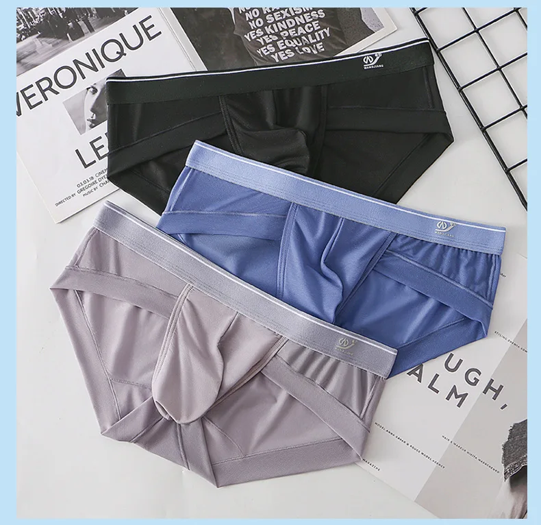 Men Briefs Breathable 3D Pouch Lightweight Men's Bikini Underwear Soft Sheer Comfort Quick Drying Stretchy Triangle for Summer
