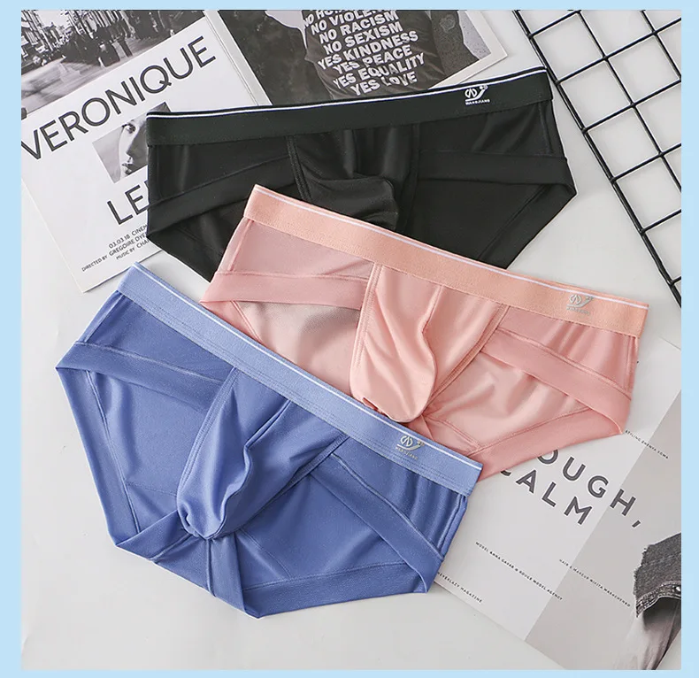 Men Briefs Breathable 3D Pouch Lightweight Men's Bikini Underwear Soft Sheer Comfort Quick Drying Stretchy Triangle for Summer