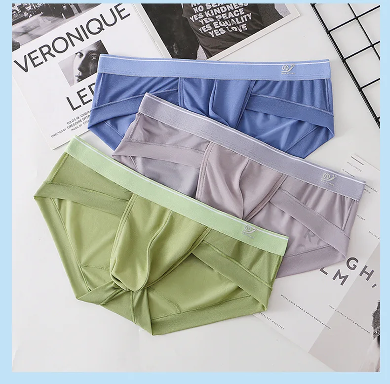 Men Briefs Breathable 3D Pouch Lightweight Men's Bikini Underwear Soft Sheer Comfort Quick Drying Stretchy Triangle for Summer