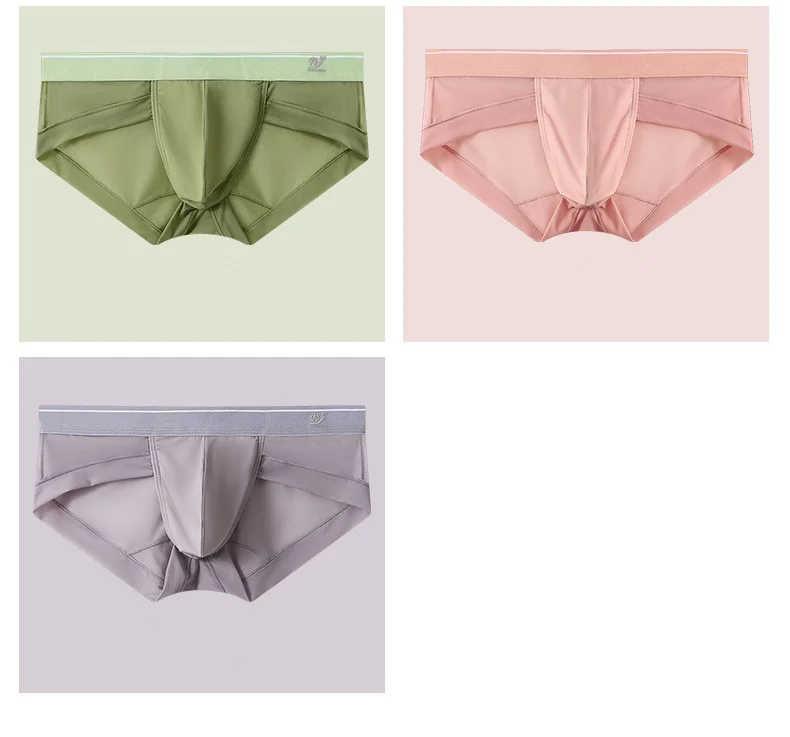 Men Briefs Breathable 3D Pouch Lightweight Men's Bikini Underwear Soft Sheer Comfort Quick Drying Stretchy Triangle for Summer