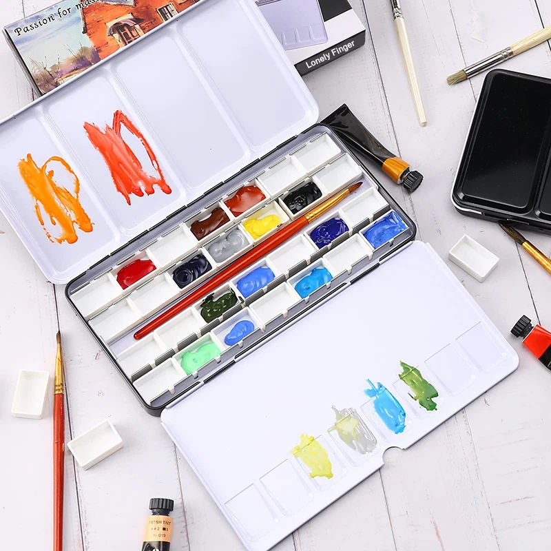 24/50/100pcs Empty Watercolor Full Pans 3.2ML White Plastic Watercolor Paint Pans Suit for DIY Metal watercolor Tin Palette Box