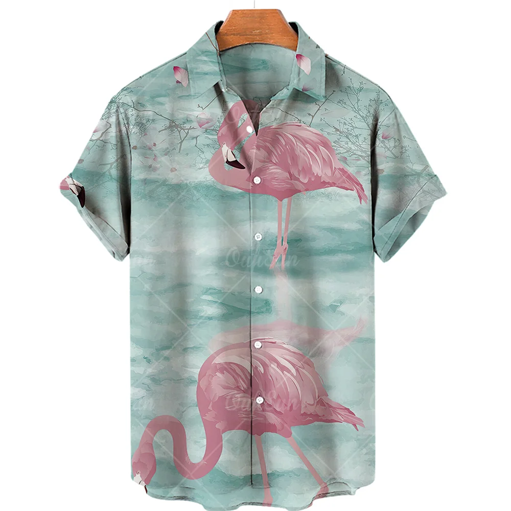 Men's casual shirt plant printed summer clothing Hawaiian short sleeved 2023 medieval vintage beach vacation top
