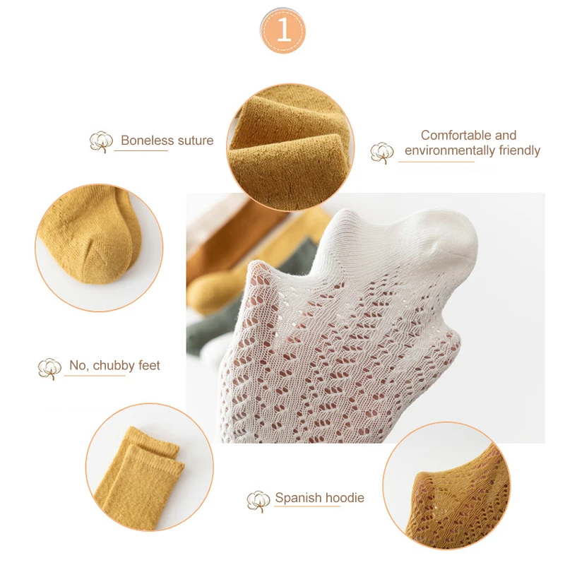 Baby Girls Princess Knitted Mesh Socks Summer Soft Toddler Girls Knee High Socks Cotton Infant Newborn Girls Long Tube Stockings