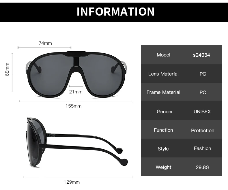 Fashion Oversized Sunglasses Women Punk Big Frame Vintage Cycling Sun Glasses Men Shades Retro Gradient Shades UV400