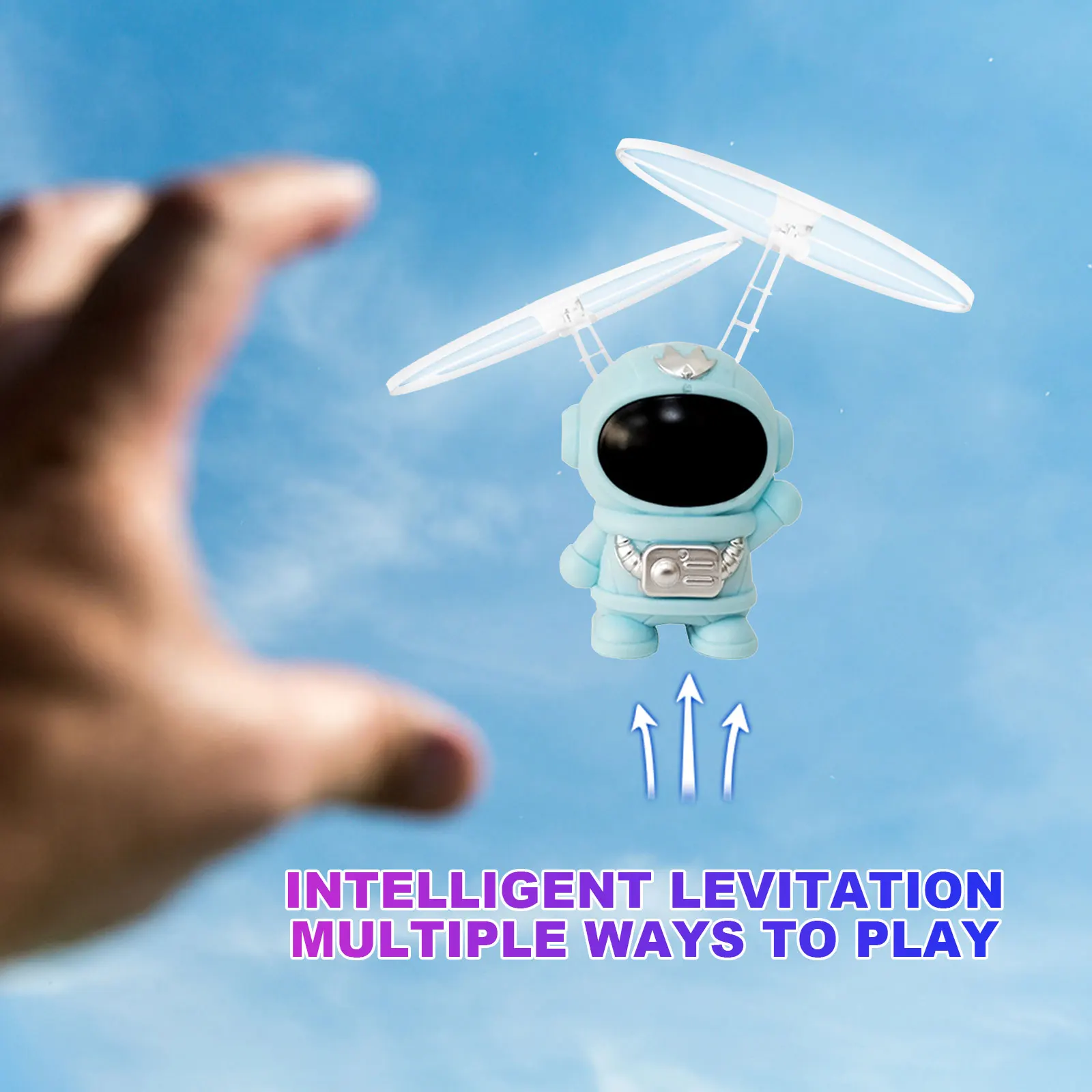 Flying Robot Astronaut Toy Aircraft High-Tech Hand-Controlled Drone Interactive Dual Wings with Lights Outdoor GiftS for Kids