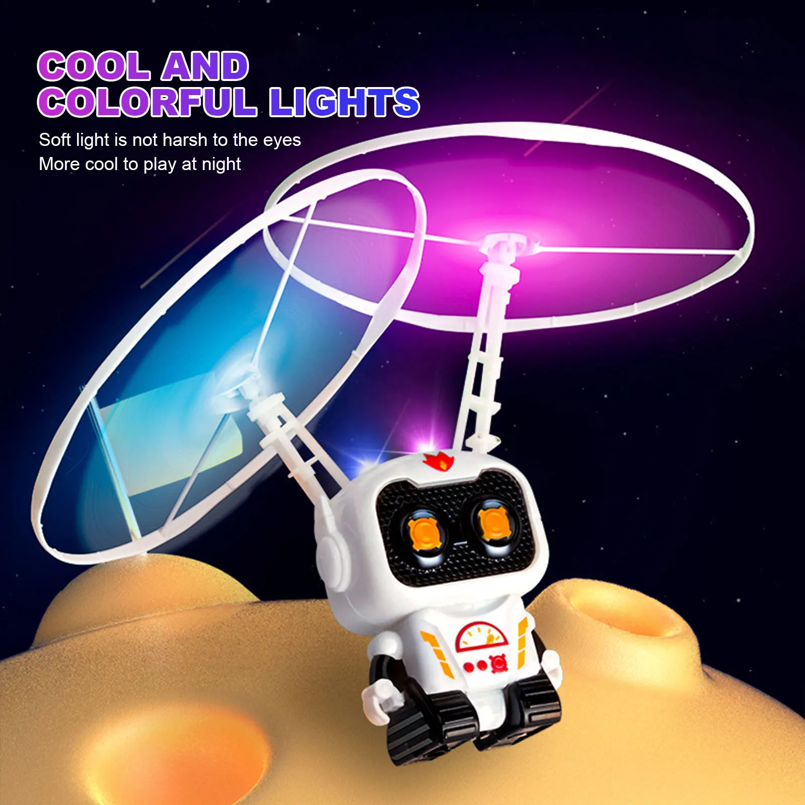 Flying Robot Astronaut Toy Aircraft High-Tech Hand-Controlled Drone Interactive Dual Wings with Lights Outdoor GiftS for Kids