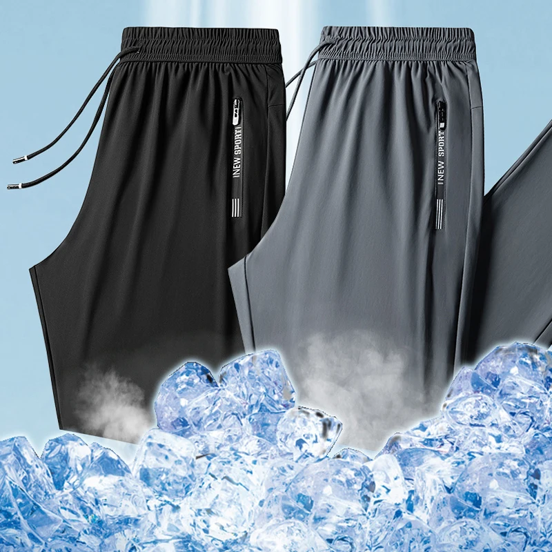 Summer Casual Pants Men Running Jogging Gym Fitness Quick Dry Trousers Men Outdoor Sports Pants Men Women Sweatpants Black 3XL