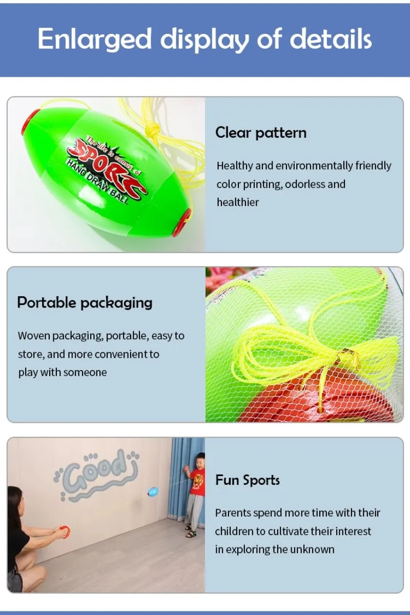 1pcs Combination Shuttle Ball Parent-child Interaction Outdoor Training Equipment Double Pull Ball Children's Kindergarten Toys