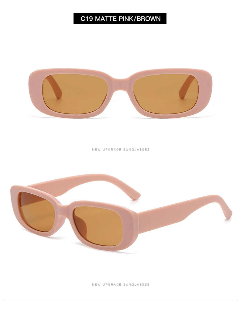 2pcs/set Rectangle Frame Sunglasses For Women Men Candy Color Y2K Fashion Sun Glasses Vintage Outdoor Eyewear UV400