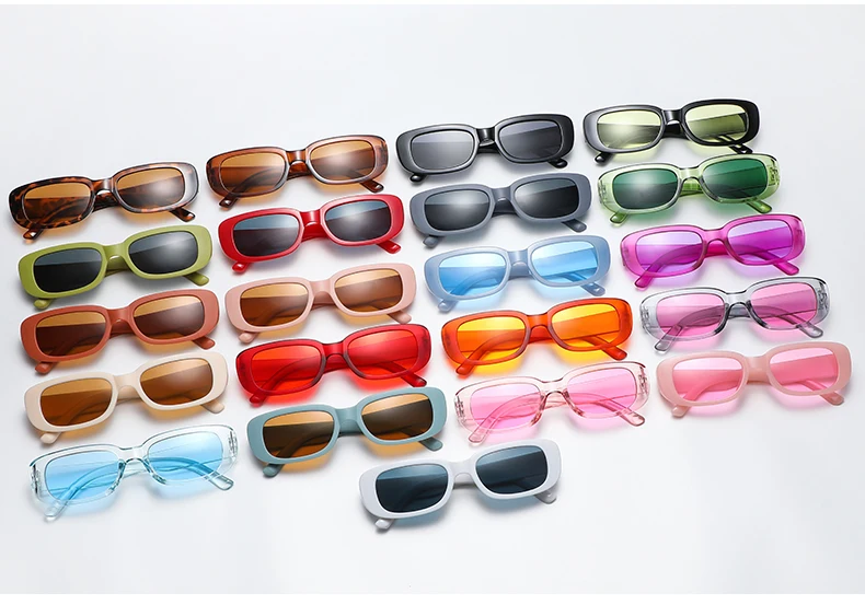2pcs/set Rectangle Frame Sunglasses For Women Men Candy Color Y2K Fashion Sun Glasses Vintage Outdoor Eyewear UV400
