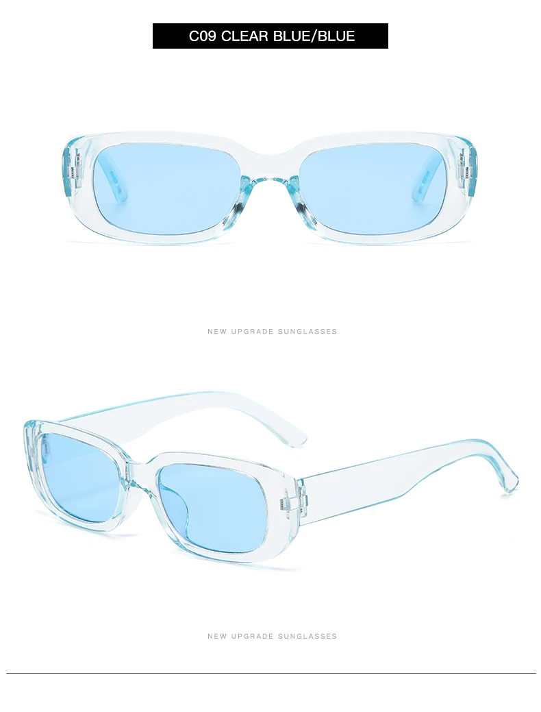 2pcs/set Rectangle Frame Sunglasses For Women Men Candy Color Y2K Fashion Sun Glasses Vintage Outdoor Eyewear UV400