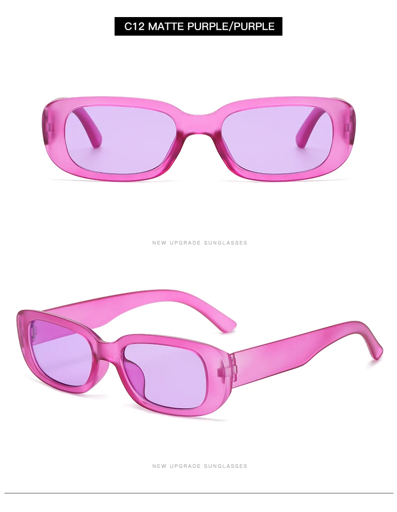2pcs/set Rectangle Frame Sunglasses For Women Men Candy Color Y2K Fashion Sun Glasses Vintage Outdoor Eyewear UV400