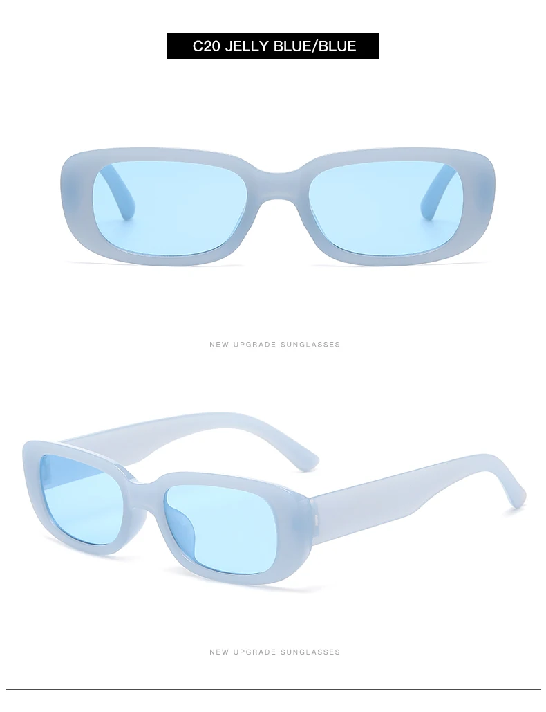 2pcs/set Rectangle Frame Sunglasses For Women Men Candy Color Y2K Fashion Sun Glasses Vintage Outdoor Eyewear UV400