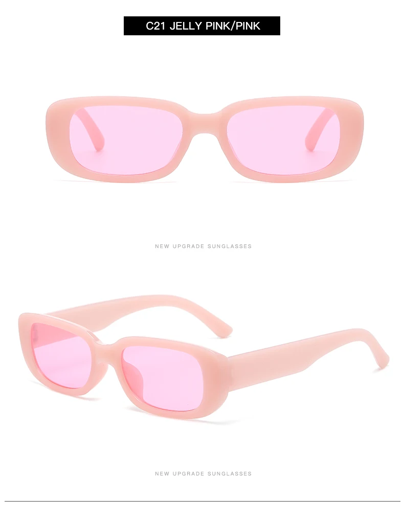 2pcs/set Rectangle Frame Sunglasses For Women Men Candy Color Y2K Fashion Sun Glasses Vintage Outdoor Eyewear UV400