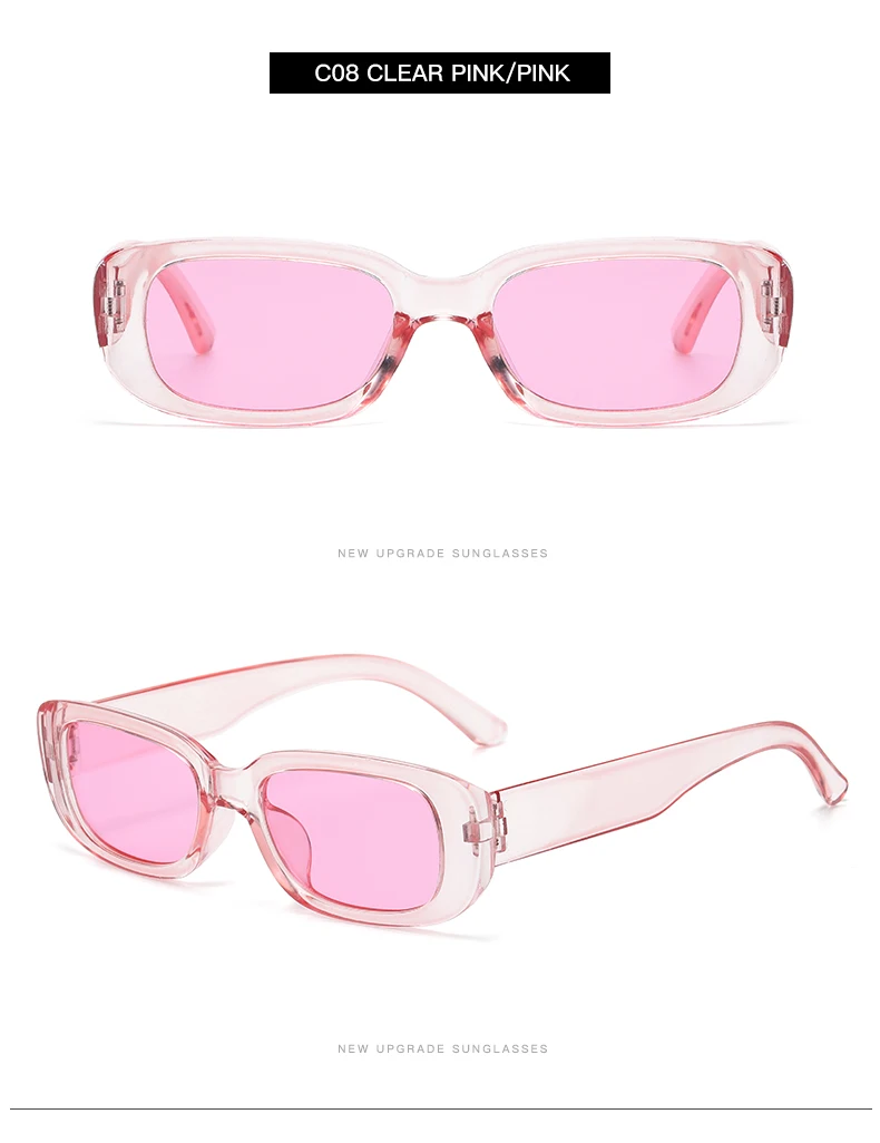 2pcs/set Rectangle Frame Sunglasses For Women Men Candy Color Y2K Fashion Sun Glasses Vintage Outdoor Eyewear UV400