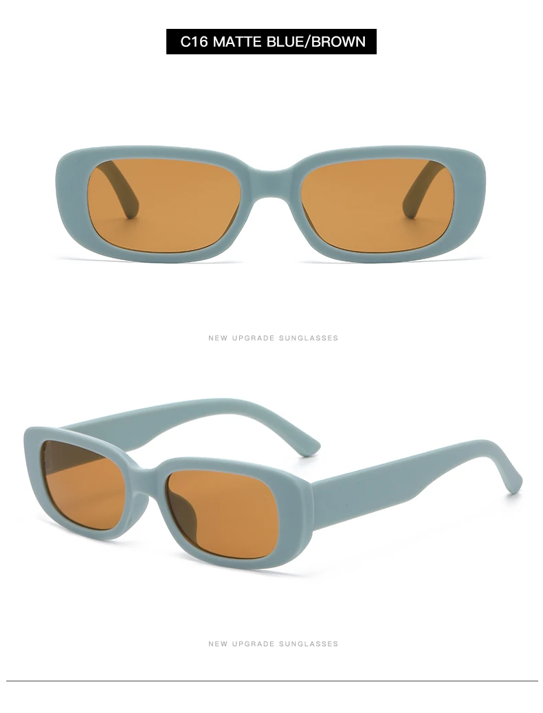 2pcs/set Rectangle Frame Sunglasses For Women Men Candy Color Y2K Fashion Sun Glasses Vintage Outdoor Eyewear UV400