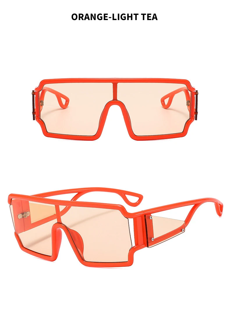 KAMMPT Oversized Monoblock Sunglasses Men 2024 New Vintage Square Shades Women Ins Trendy Brand Design Candy Color Sun Glasses