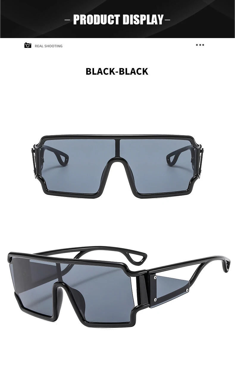 KAMMPT Oversized Monoblock Sunglasses Men 2024 New Vintage Square Shades Women Ins Trendy Brand Design Candy Color Sun Glasses