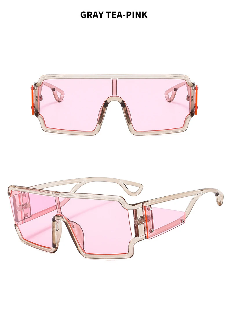 KAMMPT Oversized Monoblock Sunglasses Men 2024 New Vintage Square Shades Women Ins Trendy Brand Design Candy Color Sun Glasses