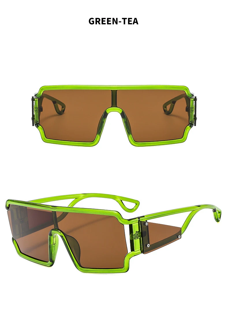 KAMMPT Oversized Monoblock Sunglasses Men 2024 New Vintage Square Shades Women Ins Trendy Brand Design Candy Color Sun Glasses