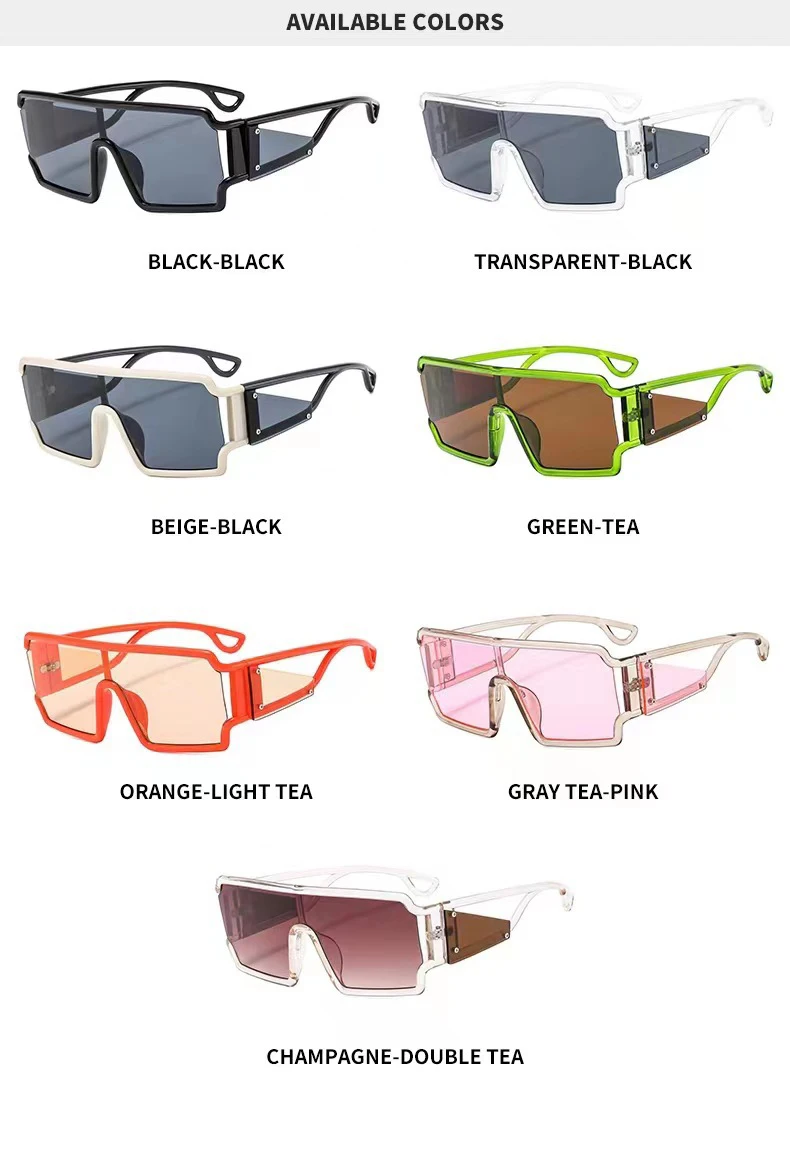 KAMMPT Oversized Monoblock Sunglasses Men 2024 New Vintage Square Shades Women Ins Trendy Brand Design Candy Color Sun Glasses