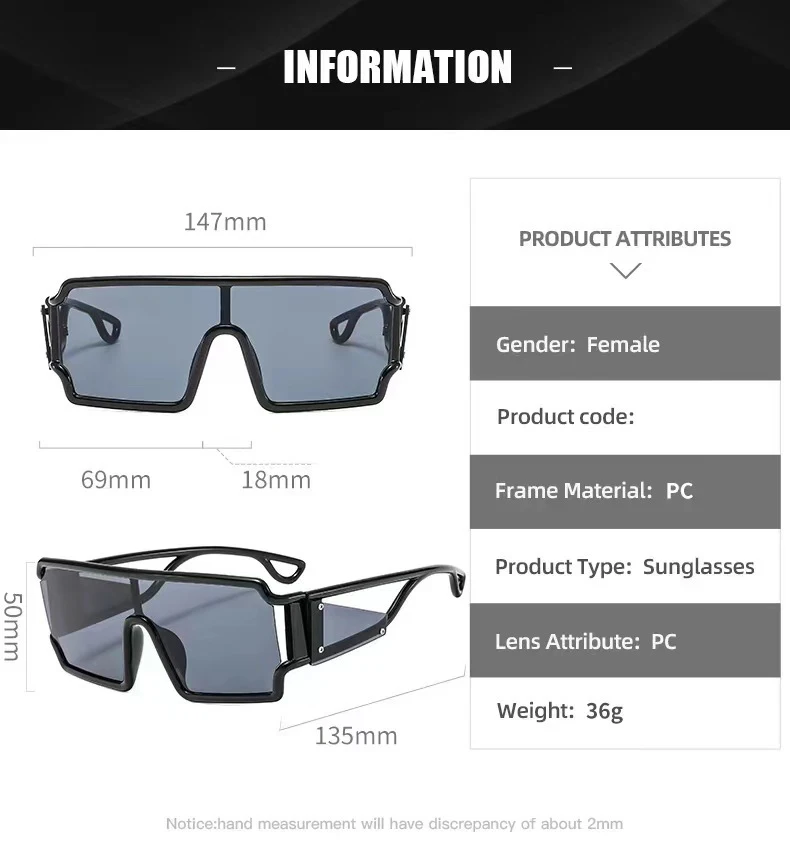 KAMMPT Oversized Monoblock Sunglasses Men 2024 New Vintage Square Shades Women Ins Trendy Brand Design Candy Color Sun Glasses