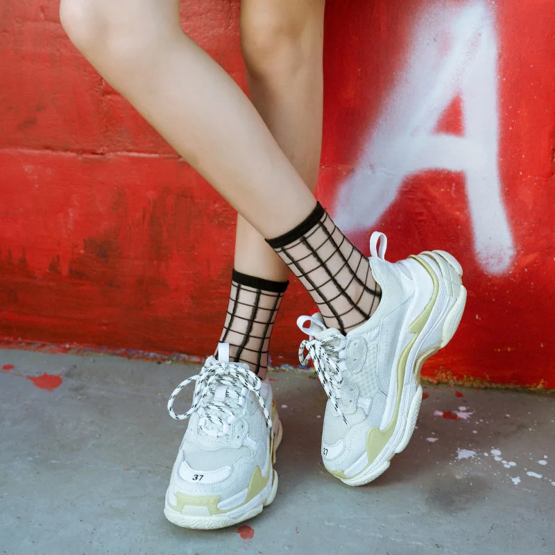 5 Pairs Women Ladies Socks Fashion Sheer Mesh Glass Silk Socks Ultrathin Transparent Crystal Lace Fabulous Elastic Summer Ankle