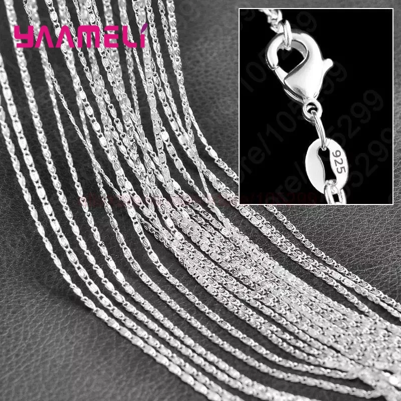 10PCS Wholesale Pure 925 Sterling Silver Charm Link Chain Necklace Jewelry with Strong Smooth Lobster Clasps 16-30 Inches