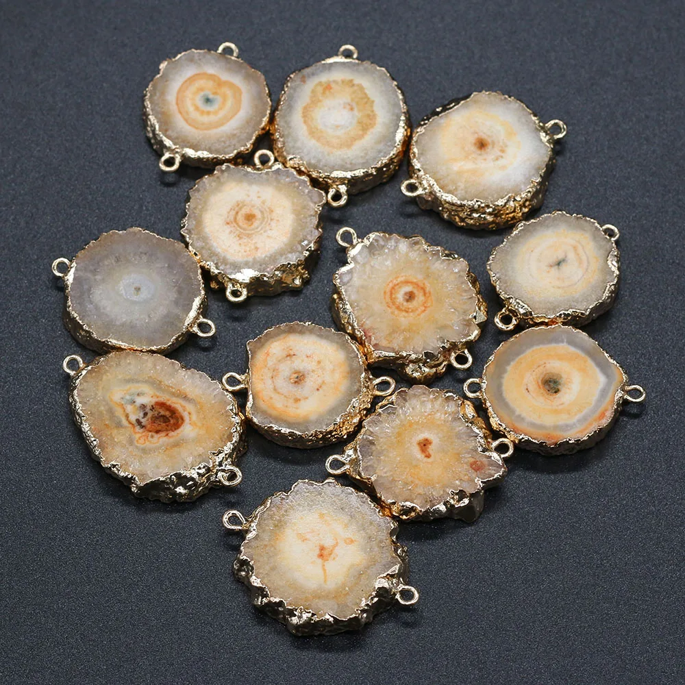 New Hot Natural Stone Agates Druzy Pendant Charms Connector Irregular Quartz Pendants For Jewelry Making DIY Necklace Gift