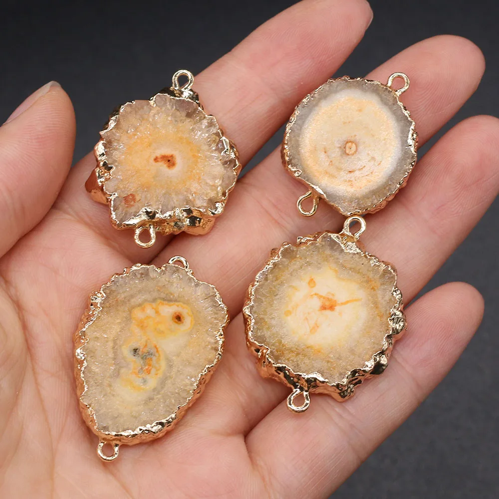New Hot Natural Stone Agates Druzy Pendant Charms Connector Irregular Quartz Pendants For Jewelry Making DIY Necklace Gift