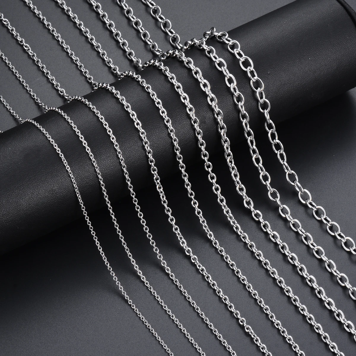 1Pcs Width1.5-4.5mm Stainless Steel Cross O Chain Women Men Necklace Finding Pendant DIY Wholesale Jewelry 40-100cm Dropship