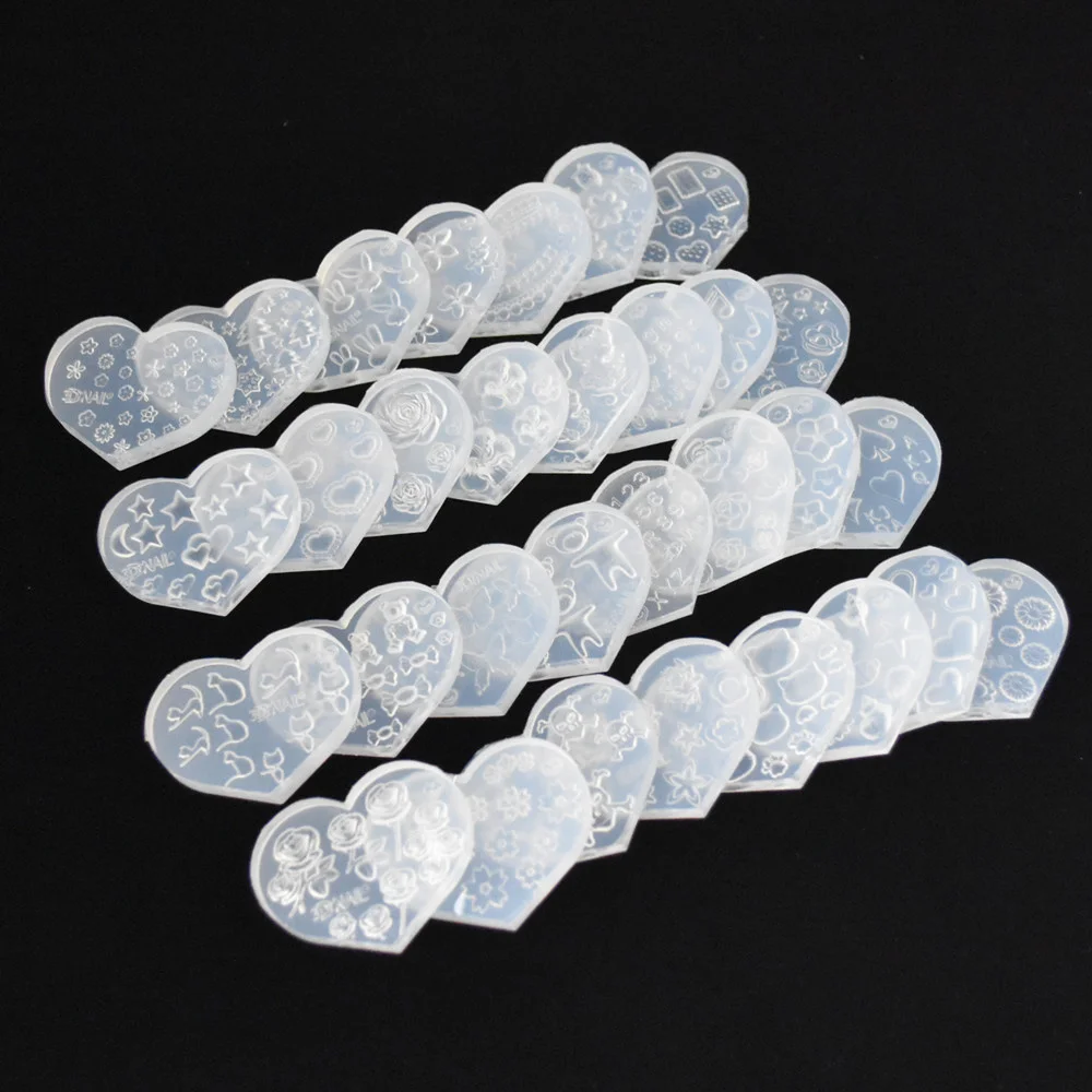 SNASAN Tiny Beads Cartoon Flowers Heart Star Nail Art Earrings Silicone Mould Jewelry Casting Tool UV Epoxy Resin Silicone Mold