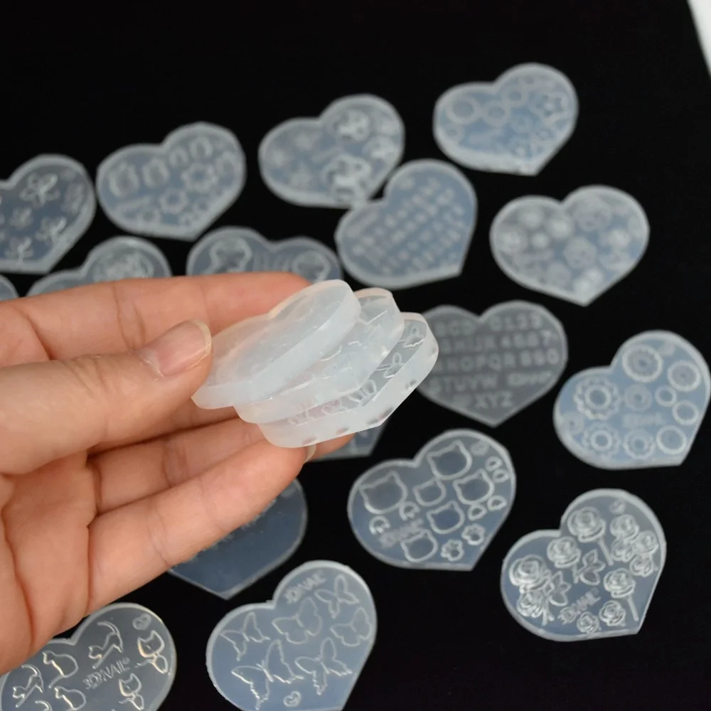 SNASAN Tiny Beads Cartoon Flowers Heart Star Nail Art Earrings Silicone Mould Jewelry Casting Tool UV Epoxy Resin Silicone Mold