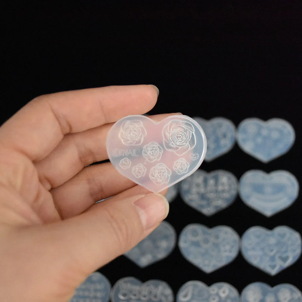 SNASAN Tiny Beads Cartoon Flowers Heart Star Nail Art Earrings Silicone Mould Jewelry Casting Tool UV Epoxy Resin Silicone Mold
