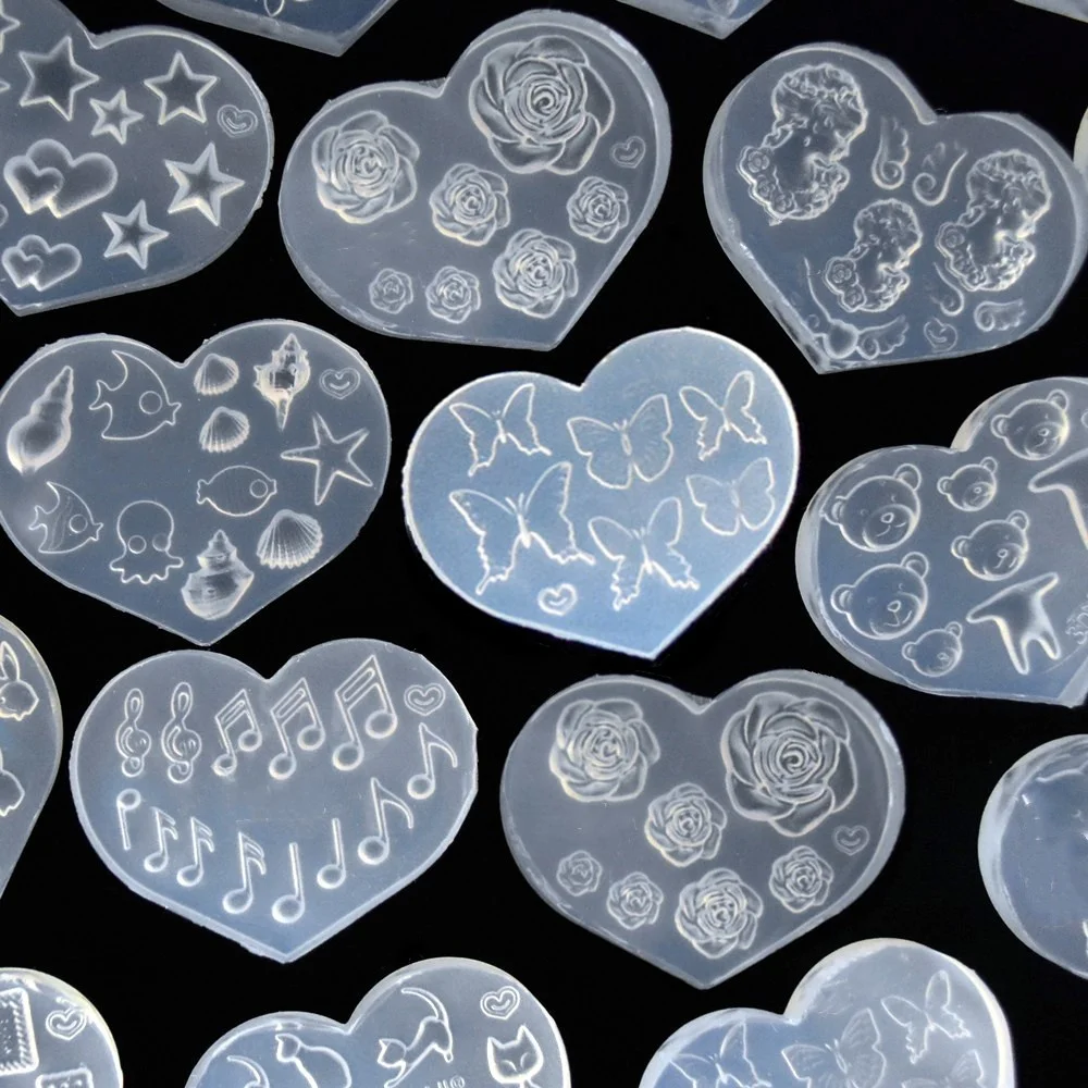 SNASAN Tiny Beads Cartoon Flowers Heart Star Nail Art Earrings Silicone Mould Jewelry Casting Tool UV Epoxy Resin Silicone Mold