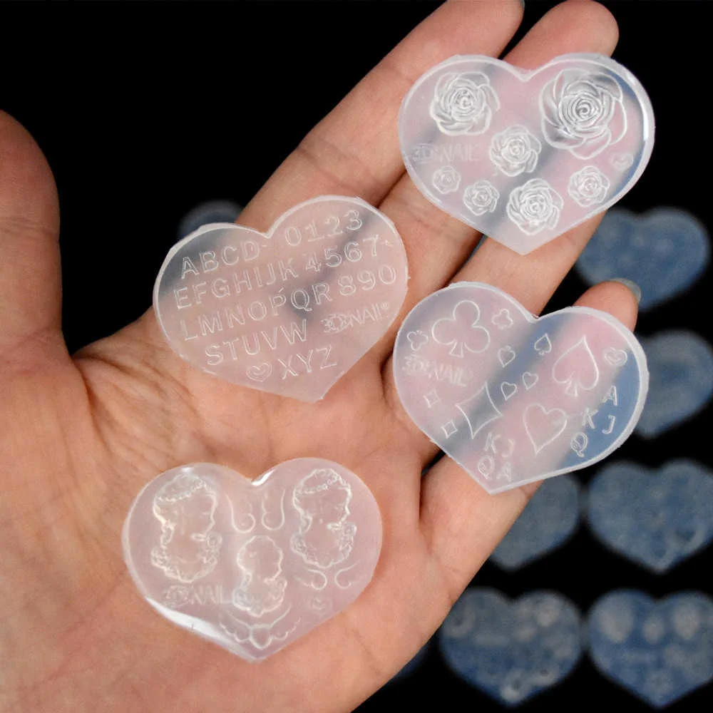 SNASAN Tiny Beads Cartoon Flowers Heart Star Nail Art Earrings Silicone Mould Jewelry Casting Tool UV Epoxy Resin Silicone Mold