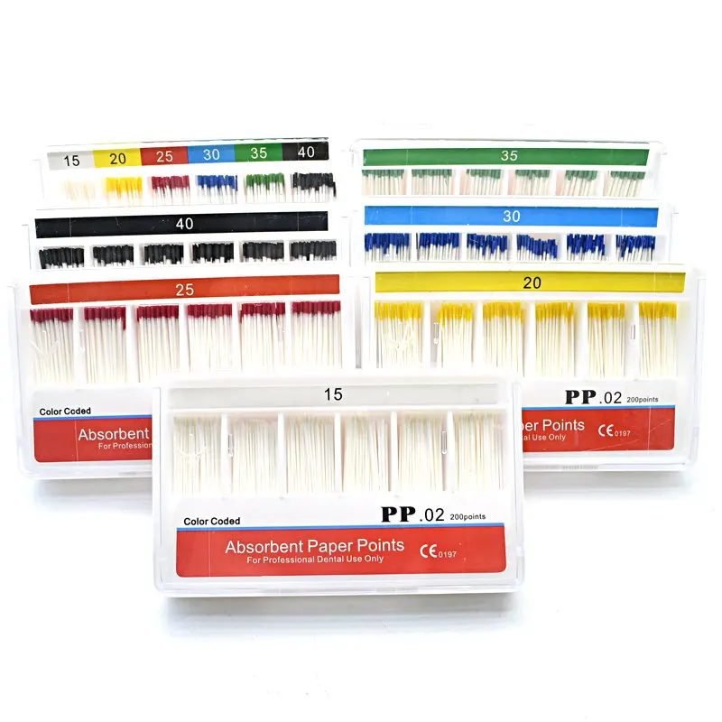 Dental Paper Points 0.02 Taper Absorbent Dental Materials Strong Absorption Pure Cotton Fiber Paper