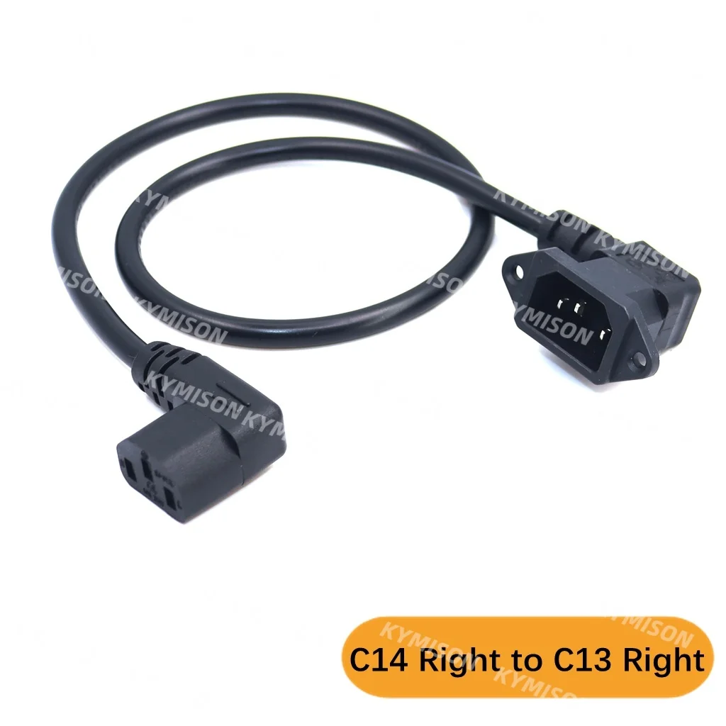 IEC320 C14 to C13 Extension Cord, C14 with Screw Holes and C13 Angled 30cm / 60cm Lenght, H05VV-F 3G 0.75MM
