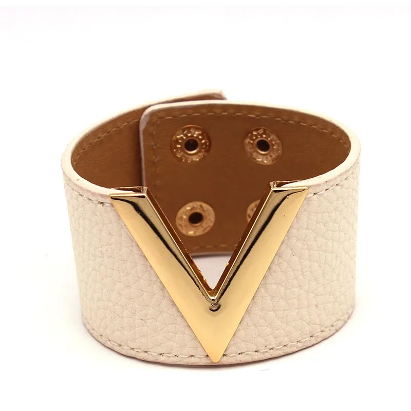Europe Crack Leather Bracelet For Women Femme All-Match V Word Wide Punk Style Soft Jewellery Cool Wholesale
