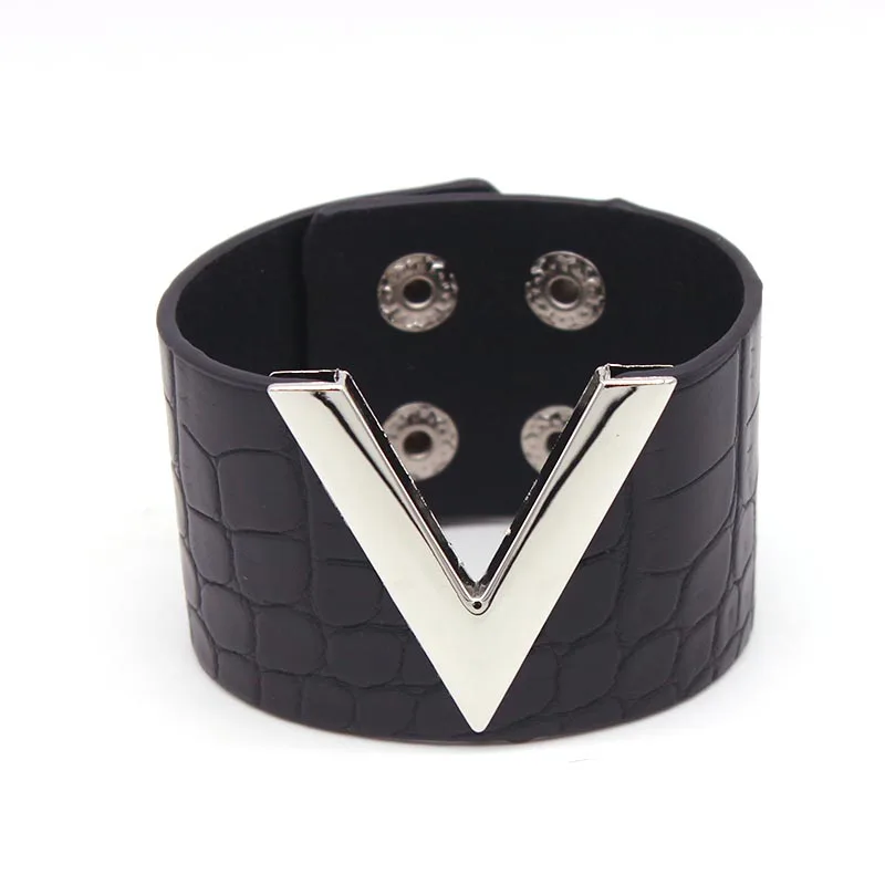 Europe Crack Leather Bracelet For Women Femme All-Match V Word Wide Punk Style Soft Jewellery Cool Wholesale
