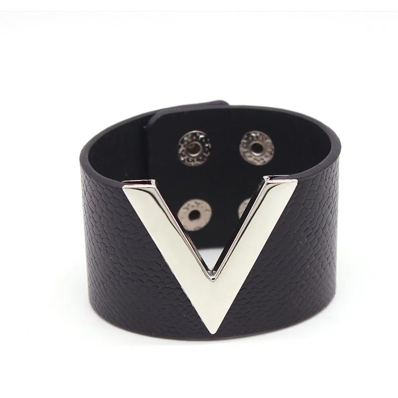 Europe Crack Leather Bracelet For Women Femme All-Match V Word Wide Punk Style Soft Jewellery Cool Wholesale