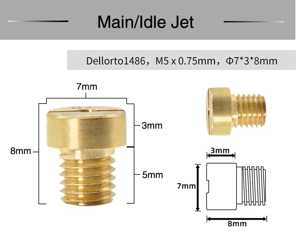 Sclmotos- M5 Thread Carburetor Main Jet AD/DS Racing For Dellorto SHA PHBG NC PHVA Carb Main Injector Nozzle Pilot Jet #30-#135