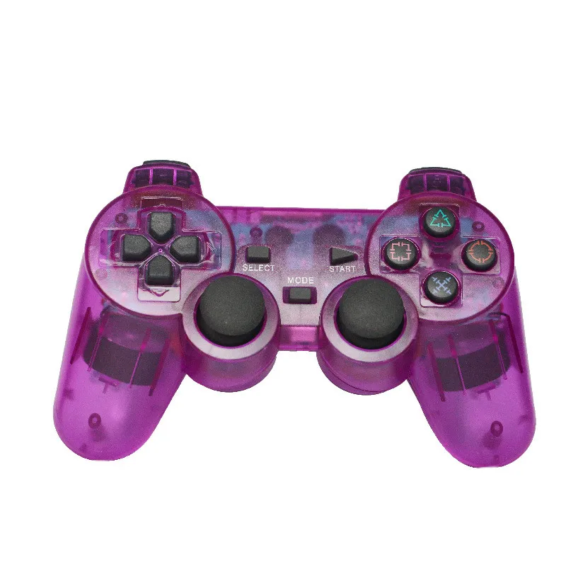 Transparent Color Game Controller For PS2 Wireless gamepad 2.4GHz Vibration Controle Gamepad compatible for Playstation 2