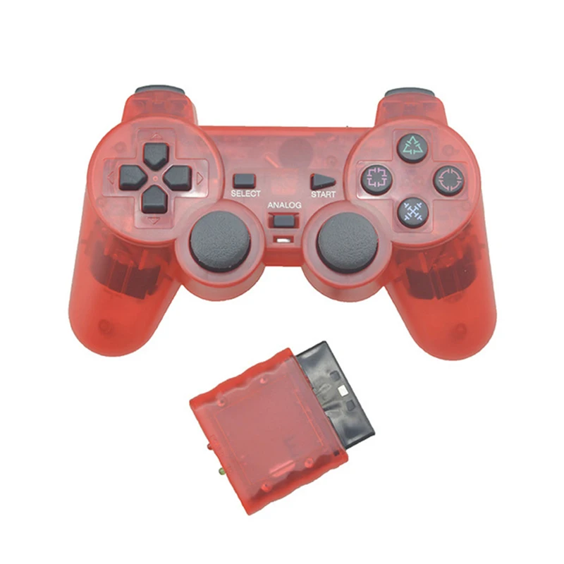 Transparent Color Game Controller For PS2 Wireless gamepad 2.4GHz Vibration Controle Gamepad compatible for Playstation 2